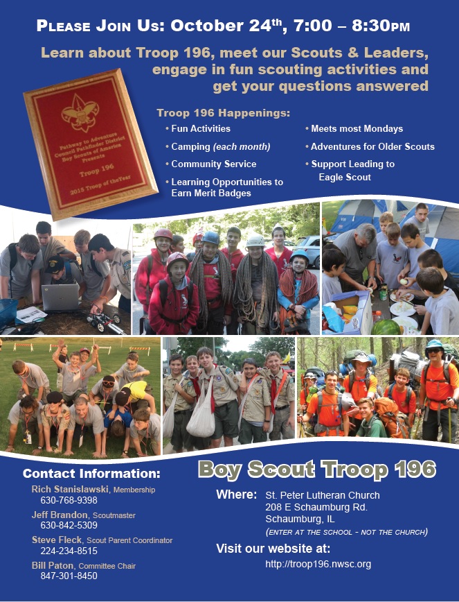 Homepage for Scout Troop 196 Chartered by the St.Peter Lutheran Church